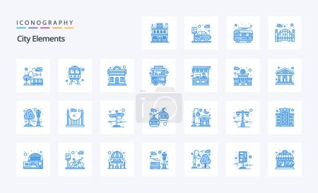 Illustration for 25 City Elements Blue icon pack - Royalty Free Image