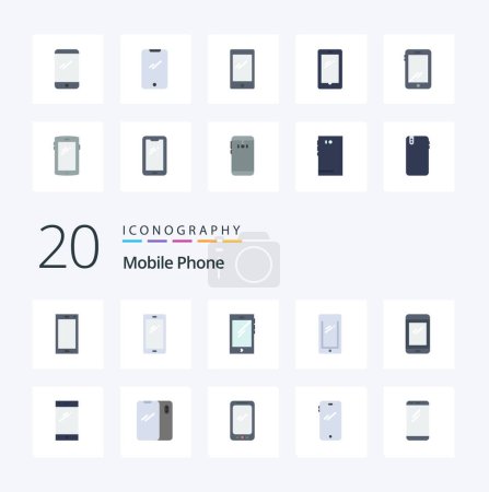 Illustration for 20 Mobile Phone Flat Color icon Pack like mobile phone camera back android - Royalty Free Image