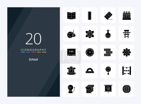 Photo for 20 School Solid Glyph icon for presentation - Royalty Free Image