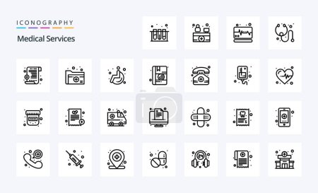 Illustration for 25 Medical Services Line icon pack - Royalty Free Image