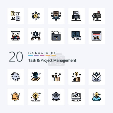 Illustration for 20 Task And Project Management Line Filled Color icon Pack like bell setting hand mail investment - Royalty Free Image