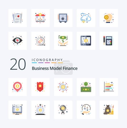 Illustration for 20 Finance Flat Color icon Pack like investment asset funds funds crowdsourcing - Royalty Free Image