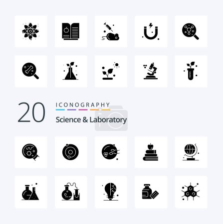 Illustration for 20 Science Solid Glyph icon Pack like science world procreation science books - Royalty Free Image