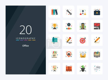 Téléchargez les illustrations : Icône 20 Office Flat Color pour la présentation - en licence libre de droit