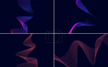 Ilustración de Curva de onda moderna vector abstracto paquete de fondo para un diseño único y creativo - Imagen libre de derechos