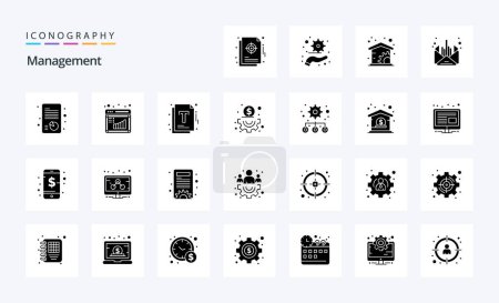 Ilustración de 25 Paquete de iconos de glifos sólidos de gestión - Imagen libre de derechos