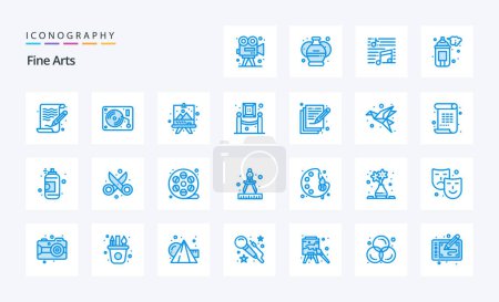 Illustration for 25 Fine Arts Blue icon pack - Royalty Free Image