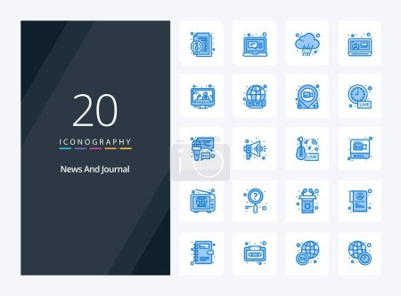 Téléchargez les illustrations : 20 Nouvelles Icône de couleur bleue pour la présentation - en licence libre de droit