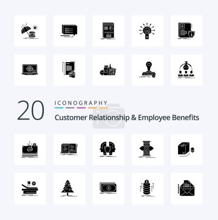 Illustration for 20 Customer Relationship And Employee Benefits Solid Glyph icon Pack like optimize success theory eye identity - Royalty Free Image