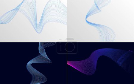 Téléchargez les illustrations : Pack de fond vectoriel abstrait courbe d'onde moderne pour un design unique et créatif - en licence libre de droit