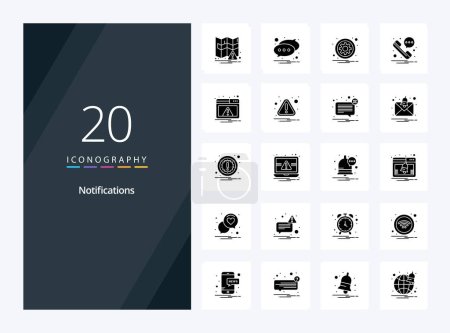 Ilustración de 20 Notificaciones Solid Glyph icono para la presentación - Imagen libre de derechos