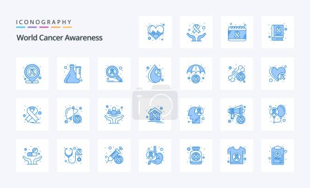 Illustration for 25 World Cancer Awareness Blue icon pack - Royalty Free Image