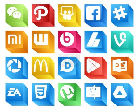 Illustration for 20 Social Media Icon Pack Including apps. disqus. wattpad. mcdonalds. vine - Royalty Free Image