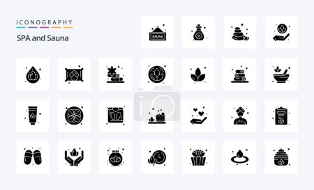 Illustration for 25 Sauna Solid Glyph icon pack - Royalty Free Image