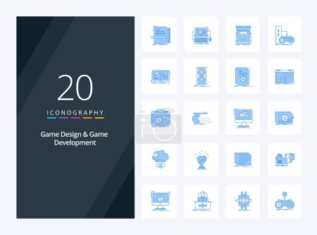Illustration for 20 Game Design And Game Development Blue Color icon for presentation - Royalty Free Image