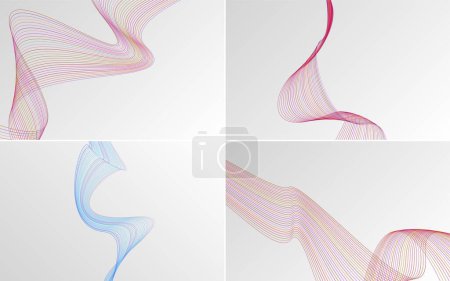 Téléchargez les illustrations : Pack de fond vectoriel abstrait courbe ondulée pour un design audacieux et contemporain - en licence libre de droit