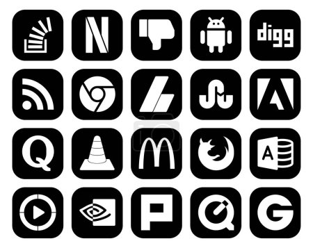 Illustration for 20 Social Media Icon Pack Including media. question. rss. quora. stumbleupon - Royalty Free Image