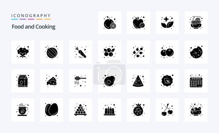Ilustración de Paquete de icono de glifo sólido de 25 alimentos - Imagen libre de derechos