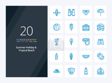 Illustration for 20 Beach Blue Color icon for presentation - Royalty Free Image