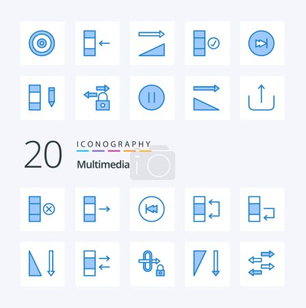 Ilustración de 20 Icono de color azul multimedia Paquete como intercambio de cambio de datos móviles hacia atrás - Imagen libre de derechos