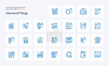 Téléchargez les illustrations : Pack icône 25 Internet des objets bleu - en licence libre de droit