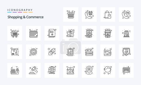 Illustration for 25 Shopping And Commerce Line icon pack - Royalty Free Image