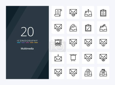 Ilustración de 20 Icono de esquema multimedia para presentación - Imagen libre de derechos