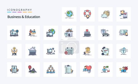 Ilustración de Paquete de iconos de 25 líneas de negocio y educación - Imagen libre de derechos