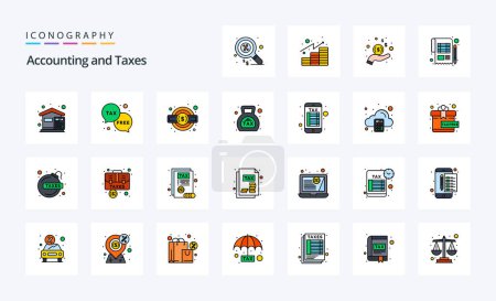Téléchargez les illustrations : Pack d'icônes de style rempli de 25 taxes - en licence libre de droit