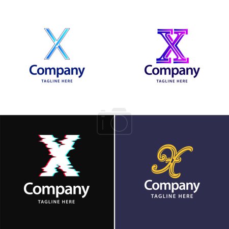 Téléchargez les illustrations : Lettre X Big Logo Pack Design Creative Design de logos modernes pour votre entreprise - en licence libre de droit