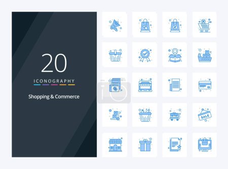Illustration for 20 Shopping And Commerce Blue Color icon for presentation - Royalty Free Image