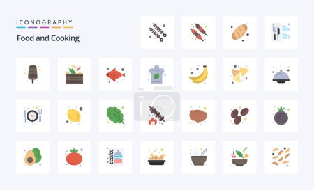 Ilustración de 25 Alimentos Paquete icono de color plano - Imagen libre de derechos