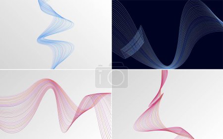 Illustration for Modern wave curve abstract vector background pack for a creative and artistic design - Royalty Free Image