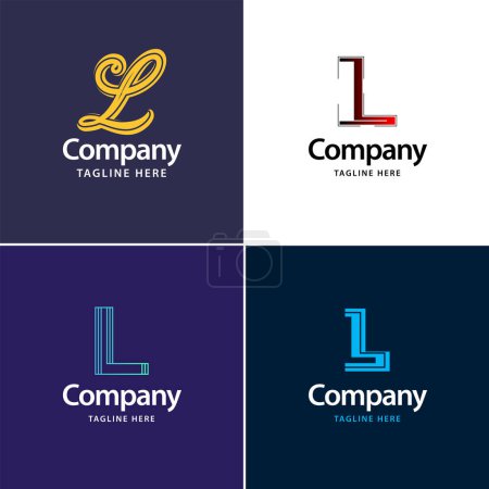 Téléchargez les illustrations : Lettre L Big Logo Pack Design. Conception de logos créatifs modernes pour votre entreprise - en licence libre de droit