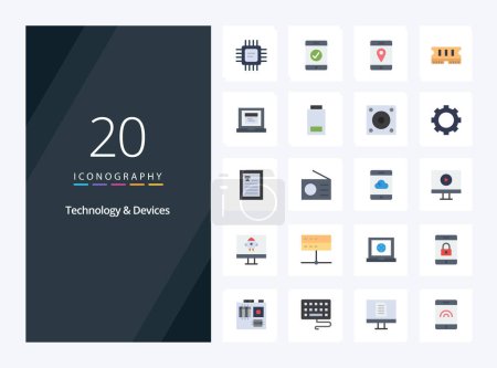 Ilustración de 20 Dispositivos de color plano icono para la presentación - Imagen libre de derechos