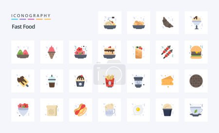 Ilustración de 25 Fast Food Paquete de iconos de color plano - Imagen libre de derechos