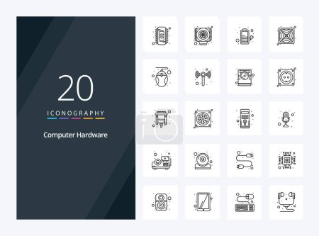 Illustration for 20 Computer Hardware Outline icon for presentation - Royalty Free Image