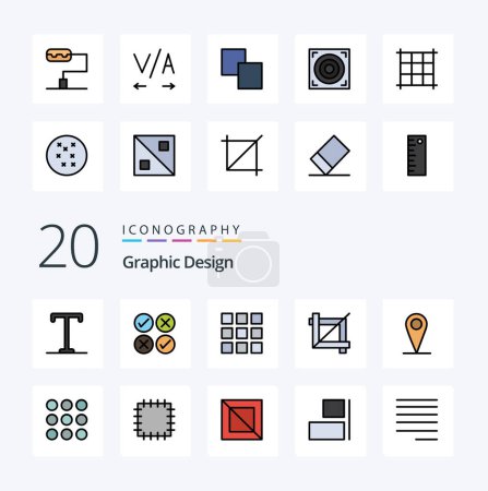 Ilustración de 20 Línea de diseño llena icono de color Paquete como puntos creativo diseño web pin ubicación - Imagen libre de derechos