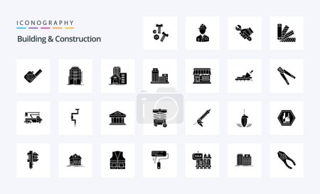 Illustration for 25 Building And Construction Solid Glyph icon pack - Royalty Free Image