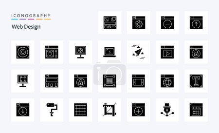 Illustration for 25 Web Design Solid Glyph icon pack - Royalty Free Image