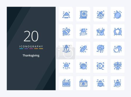 Illustration for 20 Thanksgiving Blue Color icon for presentation - Royalty Free Image