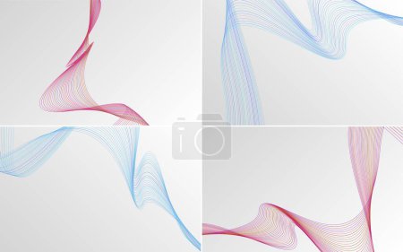 Ilustración de Agregue profundidad a sus diseños con este conjunto de 4 fondos de patrón de onda geométrica - Imagen libre de derechos
