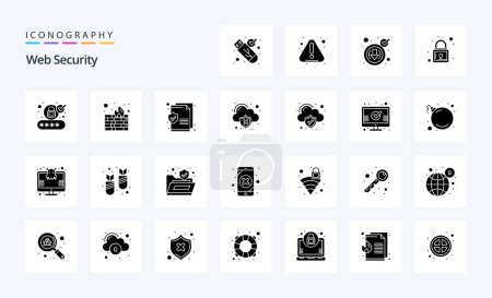 Téléchargez les illustrations : 25 Pack d'icônes Glyphe Solide Sécurité Web - en licence libre de droit