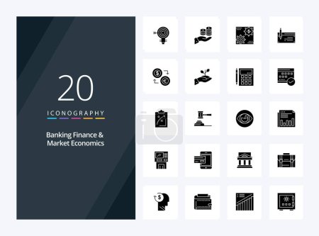 Ilustración de 20 Finanzas bancarias y economía de mercado Icono de glifo sólido para presentación - Imagen libre de derechos