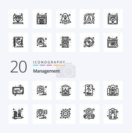 Ilustración de 20 Icono de línea de gestión Paquete como idea de proyecto diagrama de aprendizaje activo plan estratégico - Imagen libre de derechos