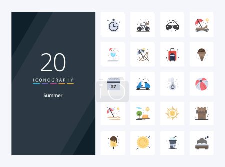 Ilustración de 20 icono de color plano de verano para la presentación - Imagen libre de derechos
