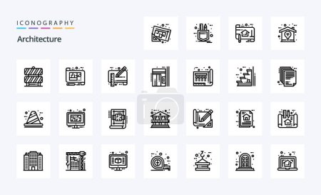 Ilustración de 25 Paquete icono de línea de arquitectura - Imagen libre de derechos