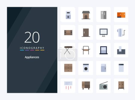 Illustration for 20 Appliances Flat Color icon for presentation - Royalty Free Image