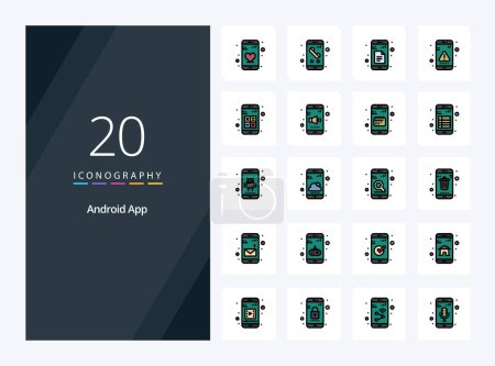 Illustration for 20 Android App line Filled icon for presentation - Royalty Free Image