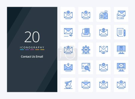 Ilustración de 20 icono de color azul de correo electrónico para la presentación - Imagen libre de derechos